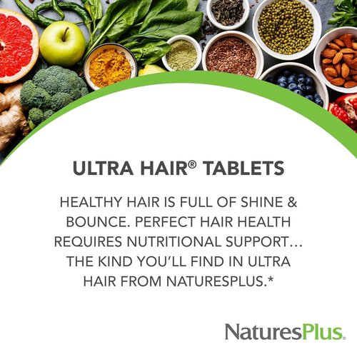 NaturesPlus Ultra Hair Tablets - Supports Healthy Hair Growth for Men & Women - 90 Sustained Release Tablets