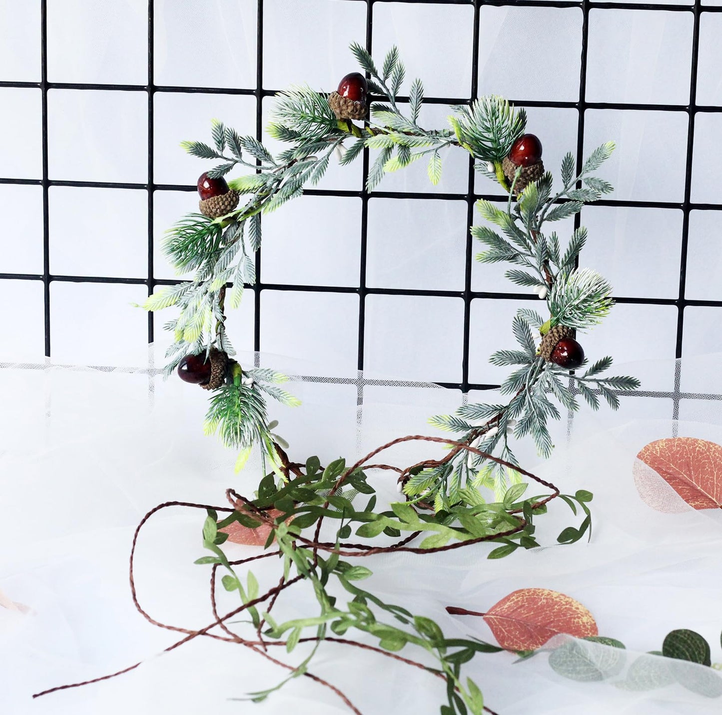 LLinfflr Fairy Flower Crown Woodland Headband Floral Headpiece Hair Wreath Forest Elven Circlet for Women Girls Bridal Wedding Prom Halloween Cosplay Photo Props