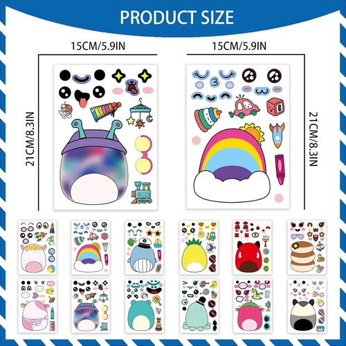 24 Sheets Cute Anime Make a Face Stickers,Birthday Supplies,Birthday Party Favor Supplies Craft
