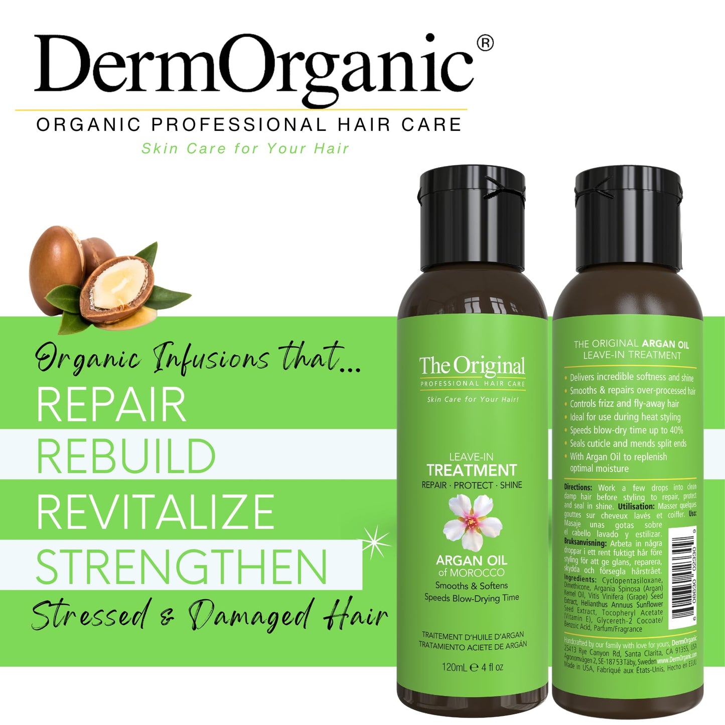 DermOrganic Organic Argan Oil - LEAVE IN TREATMENT 4 oz (1 PACK)