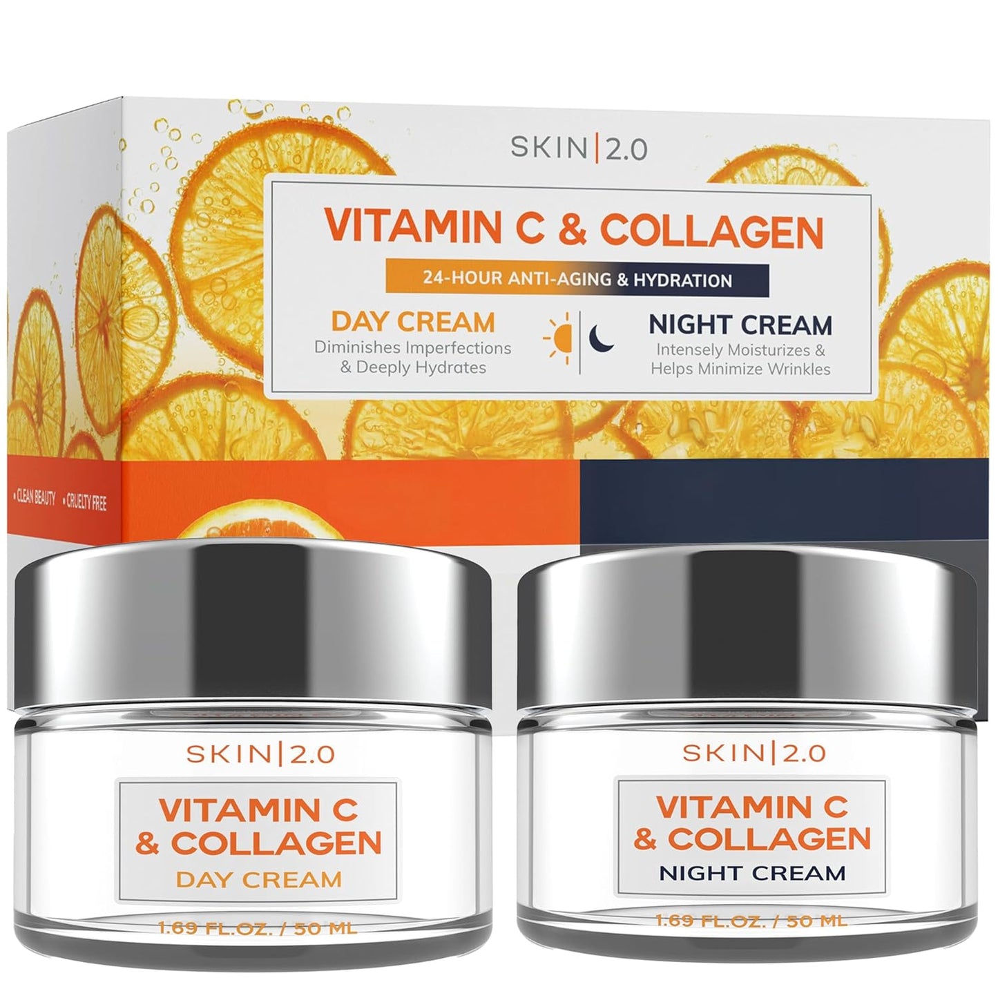 Vitamin C & Collagen Face Moisturizer - Dermatologist Tested, Anti-Aging, Skin Tightening - Brightening, Clean Beauty, Cruelty-Free, Korean Skincare for All Skin Types - 1.69 Fl oz
