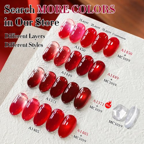 Double Rhythm 15 ML Dark Burgundy Gel Polish Pure Sheer Same Color Same Bottle Soak Off Gel Polish Art Manicure Salon DIY at Home for Women (Jelly Red-A1371)