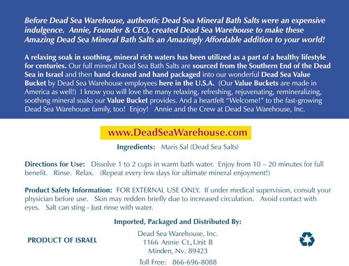 Dead Sea Warehouse Dead Sea Bath Salts - 100% Mineral Therapeutic Formula for Detox & Moisturizing | Unscented (5 lbs)