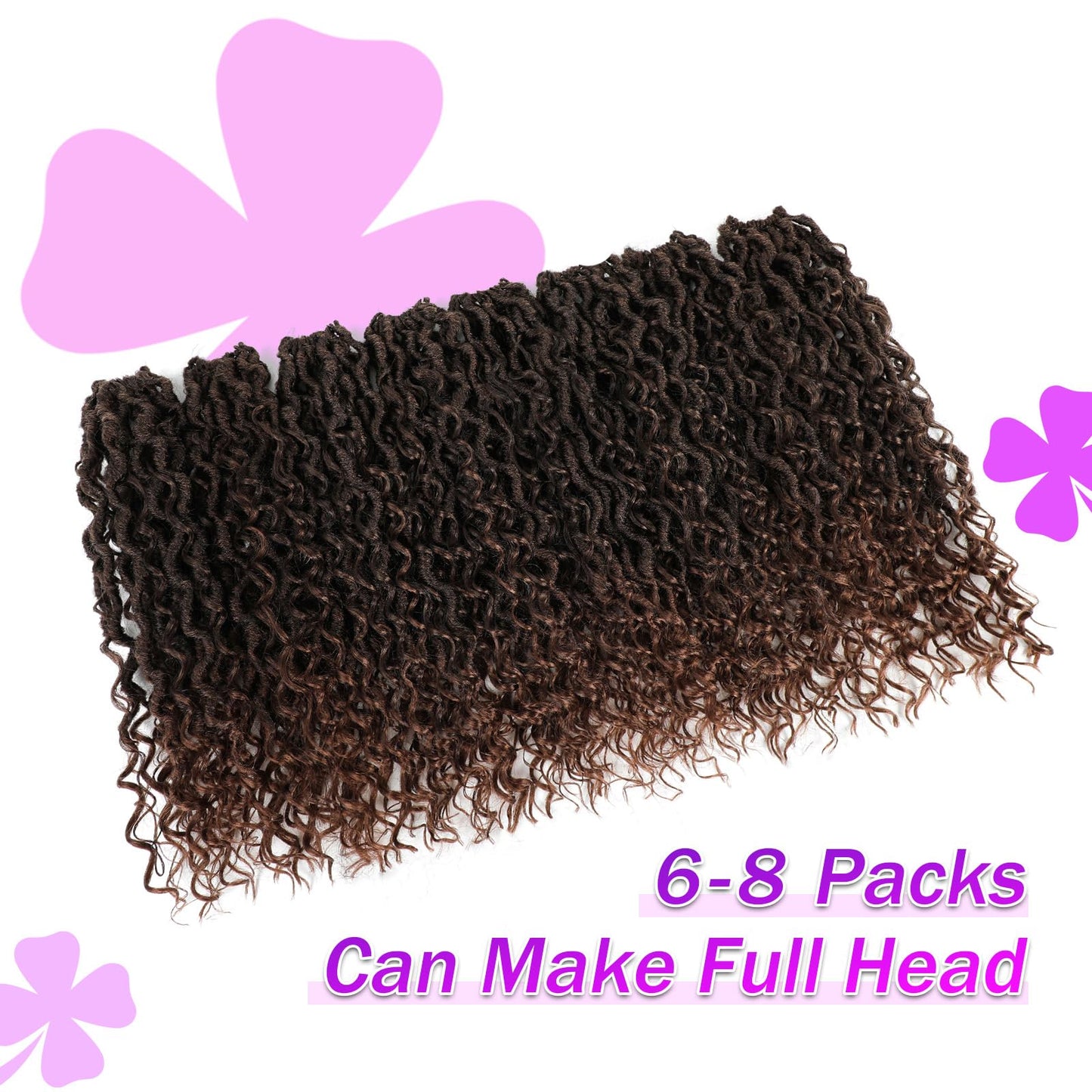 Goddess Locs Crochet Hair 14Inch 8 Packs Pre Looped Faux Locs Crochet Hair Bohemian Crochet Braids Hair for Black Women T30