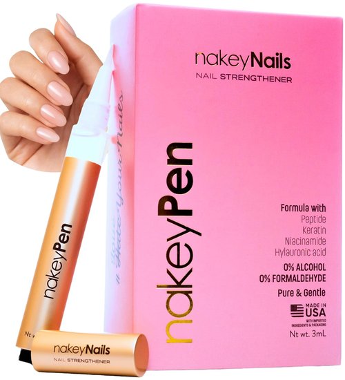NakeyNails Fast-Absorbing Nail Strengthener | Revitalize Weak, Thin & Post-Acrylic Nails - 45 Day Supply