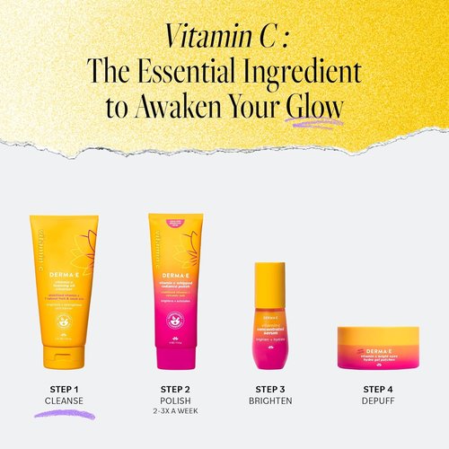 Derma E Vitamin C Foaming Oil Cleanser - 2-in-1 Oil-to-Foam Face Wash, 6 Fl Oz | Brighten & Nourish Skin
