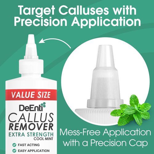 DeEnti Callus Remover for Feet, Extra Strength Foot Callus Remover Gel, 16oz Salon Grade Home Pedicure Supplies for Dry Skin, Cracked Heel, Professional Strength Foot Care, Cool Mint