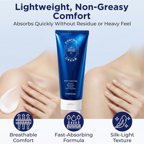 CHARMZONE Control Cream - Exfoliating Face & Body Massage Cream for Sebum & Dead Skin Removal | Hydrating Moisturizer (150ml / 5.07 fl oz)