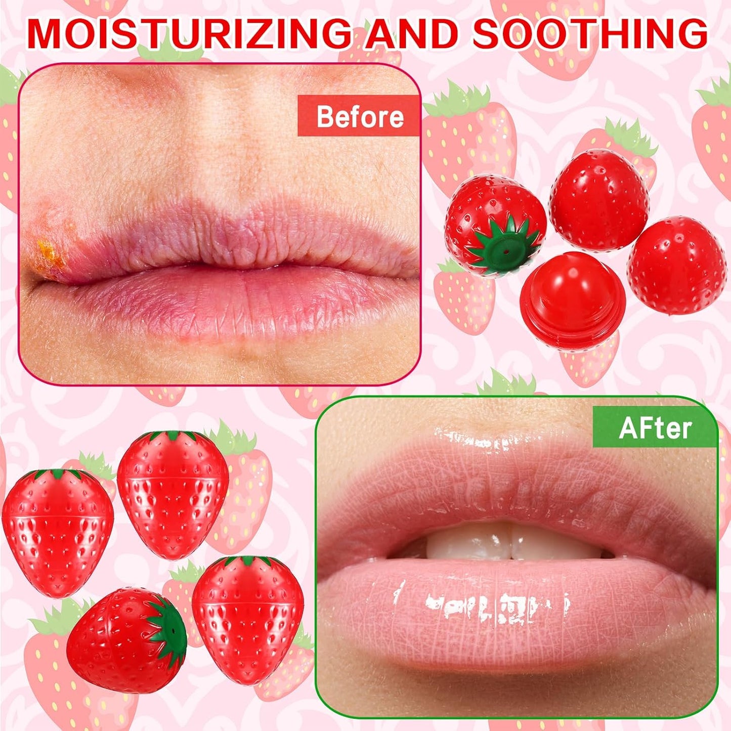 Skiennix Strawberry Lip Balm - 12 Pcs Wrinkle Repair & Moisturizing Hydrating Protectors | Perfect Valentine's Gift
