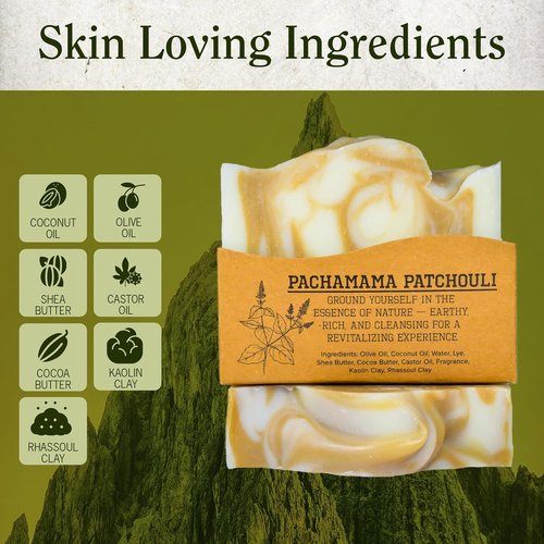 CompassSoap Pachamama Patchouli Bar Soap - Natural & Gentle Lather for Men & Women | 5 oz Pack of 2