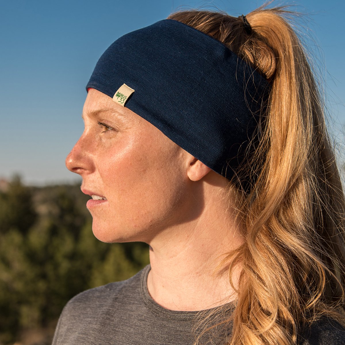 Merino Wool Reversible Headband Navy Blue/True Red One Size