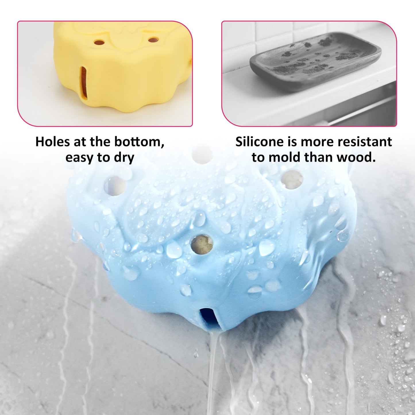 Silicone Shower Steamer Holder/Tray, Hangable&Durable Shower Steamer Hanger, Long Lasting Bath Bombs Holder, Aromatherapy Diffuser Containers, Bathroom Accessory for Decor, Blue
