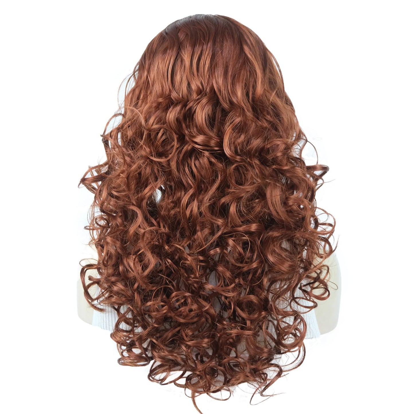 Aimole Long 22" Curly 3/4 Women Wigs With Headband Soft Layered Wig Heat Resisting Fiber Synthetic Hair (130 Copper Red)