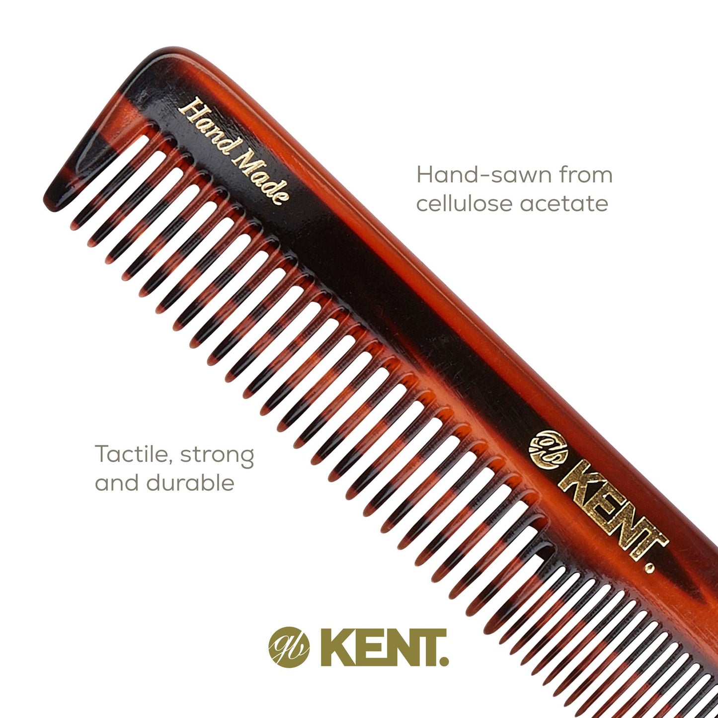 Kent 5T 6.6 Inch Double Tooth Hair Dressing Comb, Wide and Fine Tooth Beard, Mustache and Hair Grooming Comb for Men, Women and Kids - Made in England