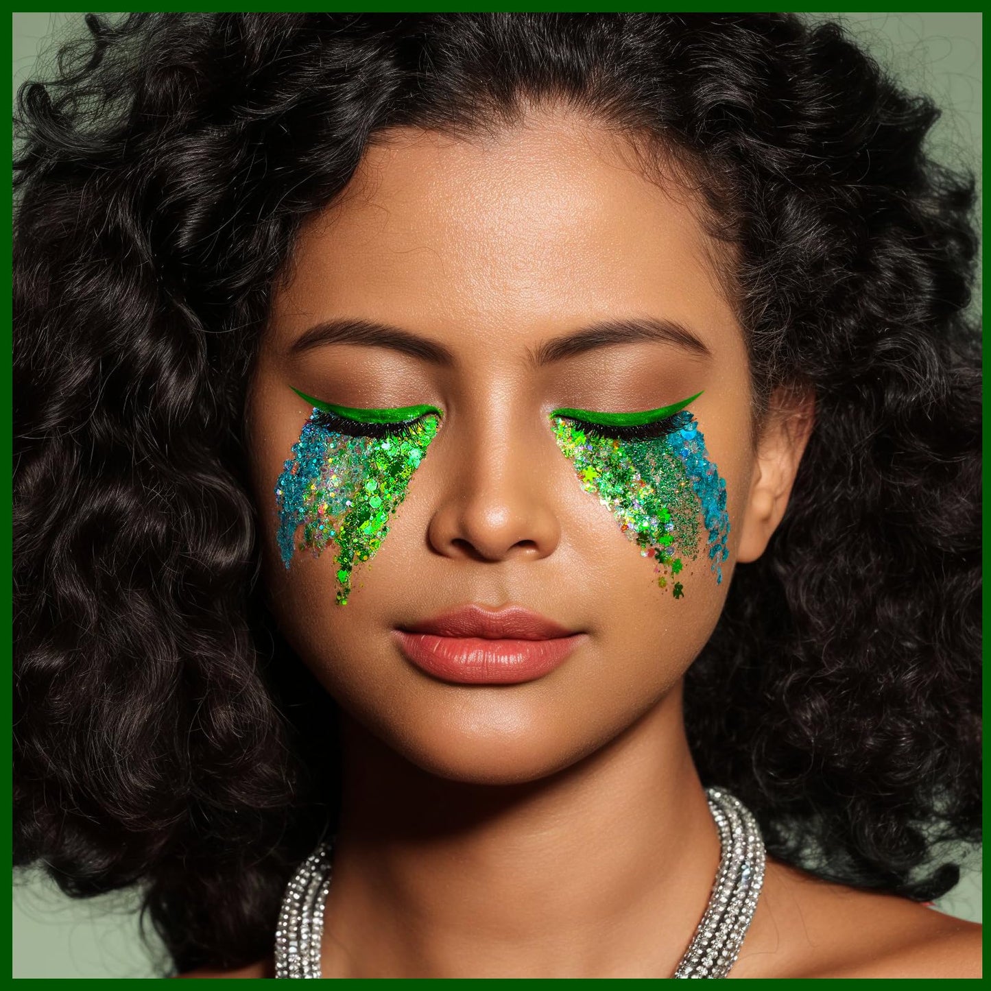 Teenitor Green Face Glitter, 6 Shapes Face and Body Glitter, Hair Glitter Gel, Body Glitter Gel for Festival Makeup, Makeup Glitter for Face, Body, Hair