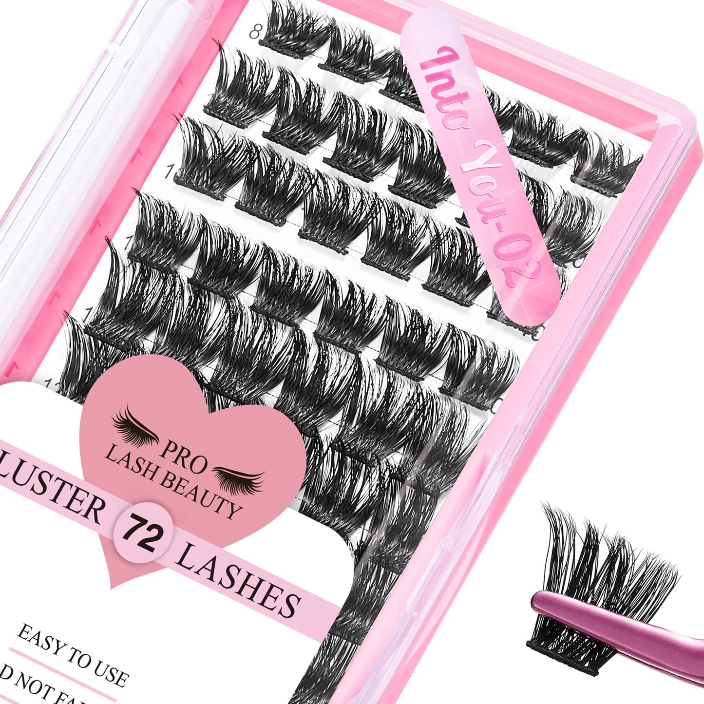 Lash Clusters, 72 Pcs Individual Cluster Lashes DIY Lash Extension Eyelash Clusters Volume Wispy Lashes Super Thin Band Reusable Soft & Comfortable(Into You-02,D-16)