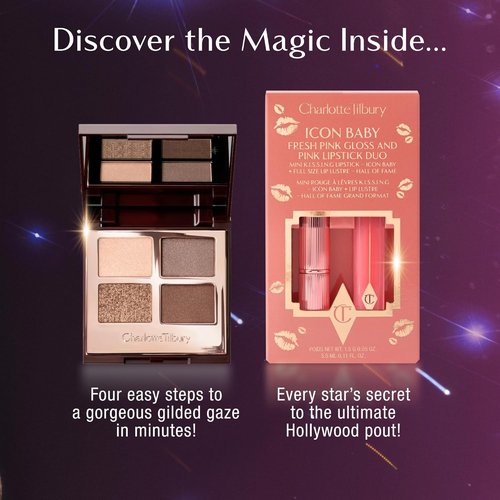 Charlotte Tilbury Holiday Beauty Set - Full-Size Magic Cream & Serum, Golden Goddess Quad | Radiant Glow Gift Collection