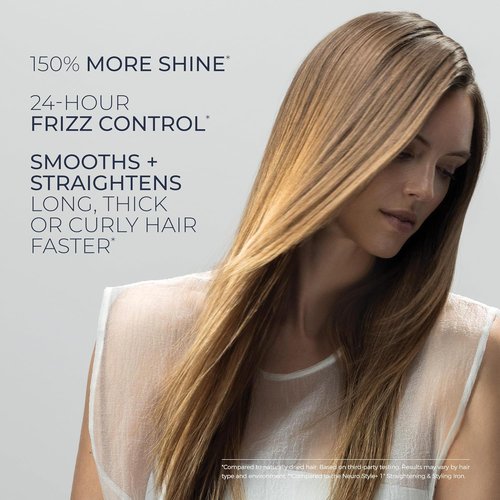 Paul Mitchell Neuro Smooth+ Ceramic Straightening Iron - 1.75" Extra-Wide Plate for Fast Styling | Dual Voltage Travel Flat Iron