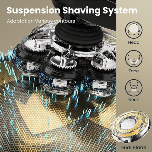 AuralMax 7D Head Shaver for Bald Men - Detachable LED Display, IPX7 Waterproof, Type-C Charge