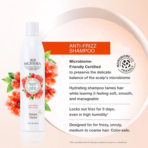 Biotera Anti Frizz Smoothing Shampoo - Control Frizz & Smooth Unruly Hair | Vegan, Paraben-Free, Color-Safe