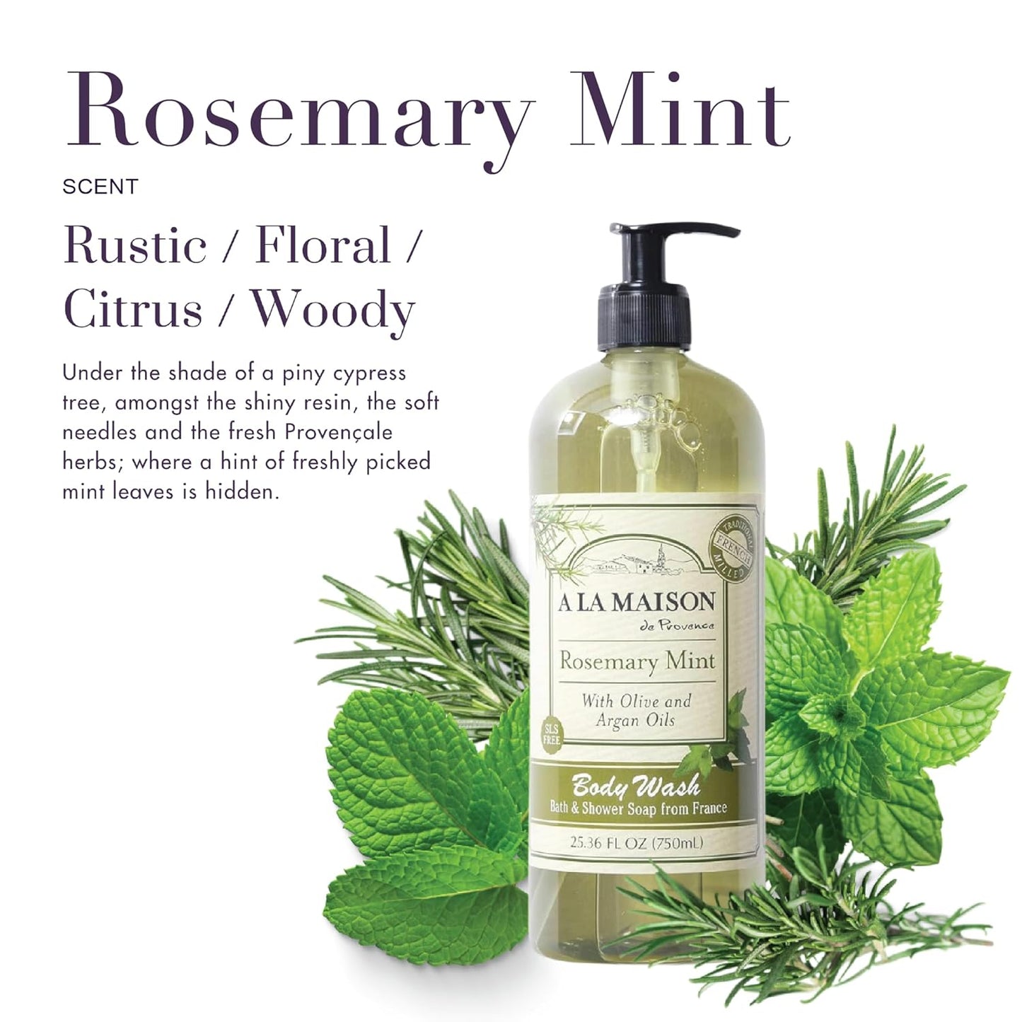 A LA MAISON Hydrating Body Wash - Rosemary Mint, Vegan & Cruelty-Free | 25.36 oz, 2 Pack