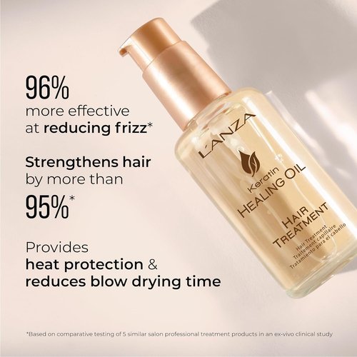 L'ANZA Keratin Healing Oil Hair Treatment Repairs Dry, Damaged Hair, Split Ends, Smooths Flyaways, Adds Silky Shine, Color Safe Anti Frizz, Heat & UV Protection Anti-Humidity, Sulfate Free