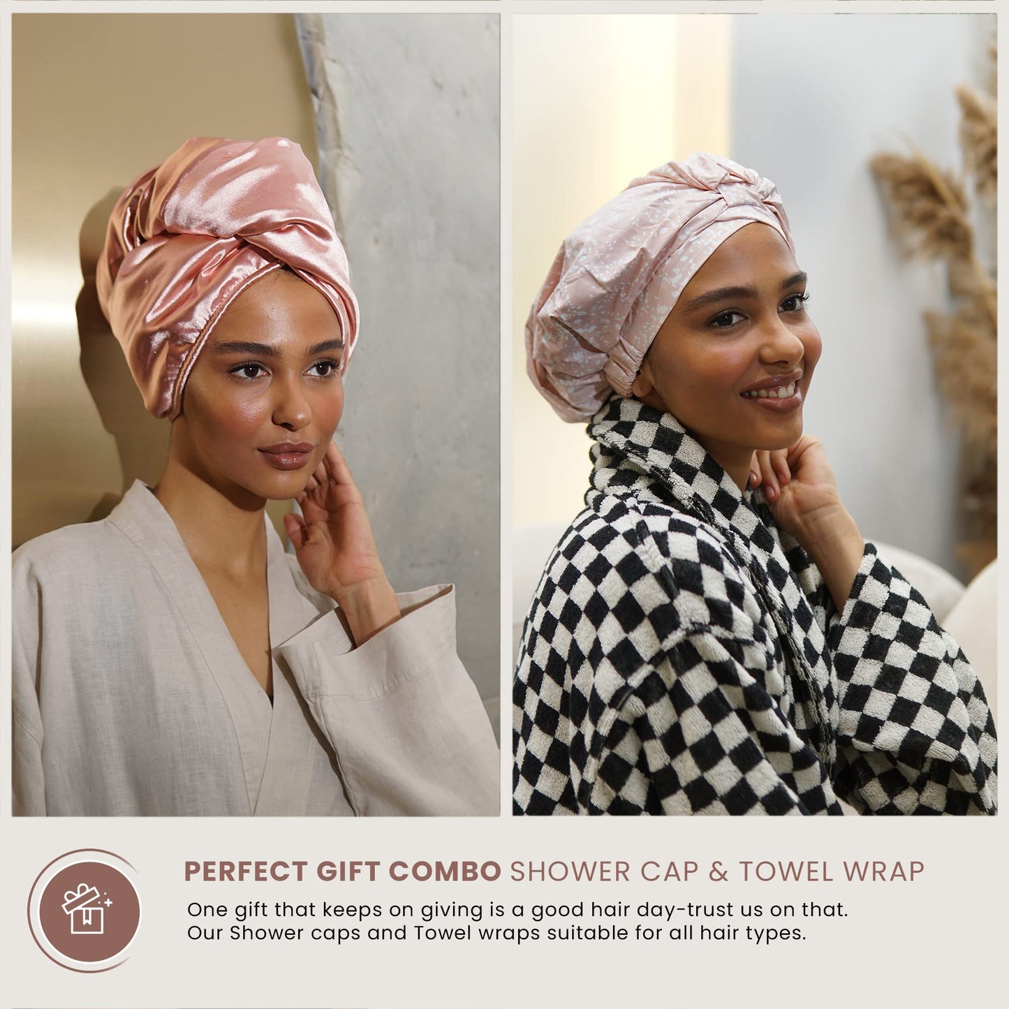 Reusable Shower Cap for Women Reusable Waterproof – Leakproof, Nonslip Hair Cap for Shower w/Comfy Flexiband – Soft, Breathable, Durable Shower Caps by SMPL OBJECTS (Blush)