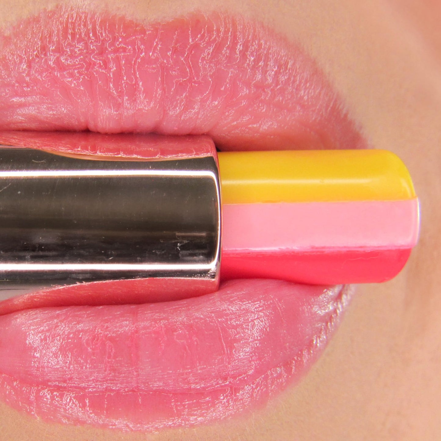Winky Lux Pink Lemonade Tri-Color Tinted Lip Balm – Lip Care with Jojoba Oil & Vitamin E, Sheer Tint, Juicy Citrus Scent, Softens and Hydrates Dry Lips