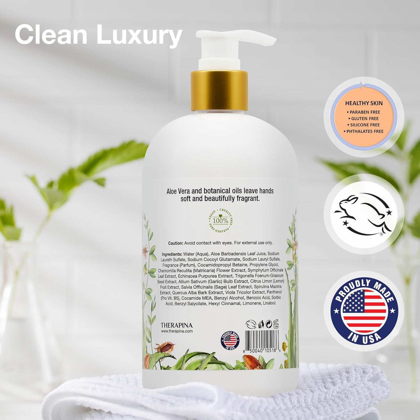 Skiennix Aromatherapy Luxury Liquid Hand Soap - Vegan & Moisturizing with Aloe Vera & Botanical Oils | 16 Oz.