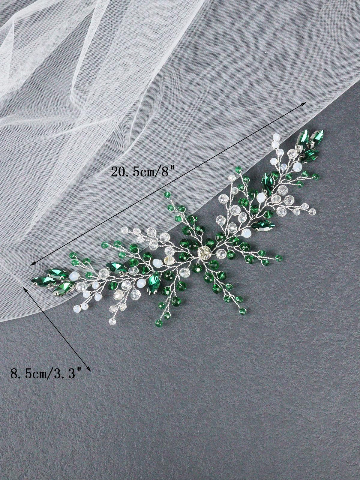 Brihasory Crystal Bridal Hair Accessories for Women, Elegant Handmade Rhinestone Headband Wedding Hair Pieces for Brides, Girls Hair Vine for Party Prom Hair Decoration Bridesmaid Gifts(Green)