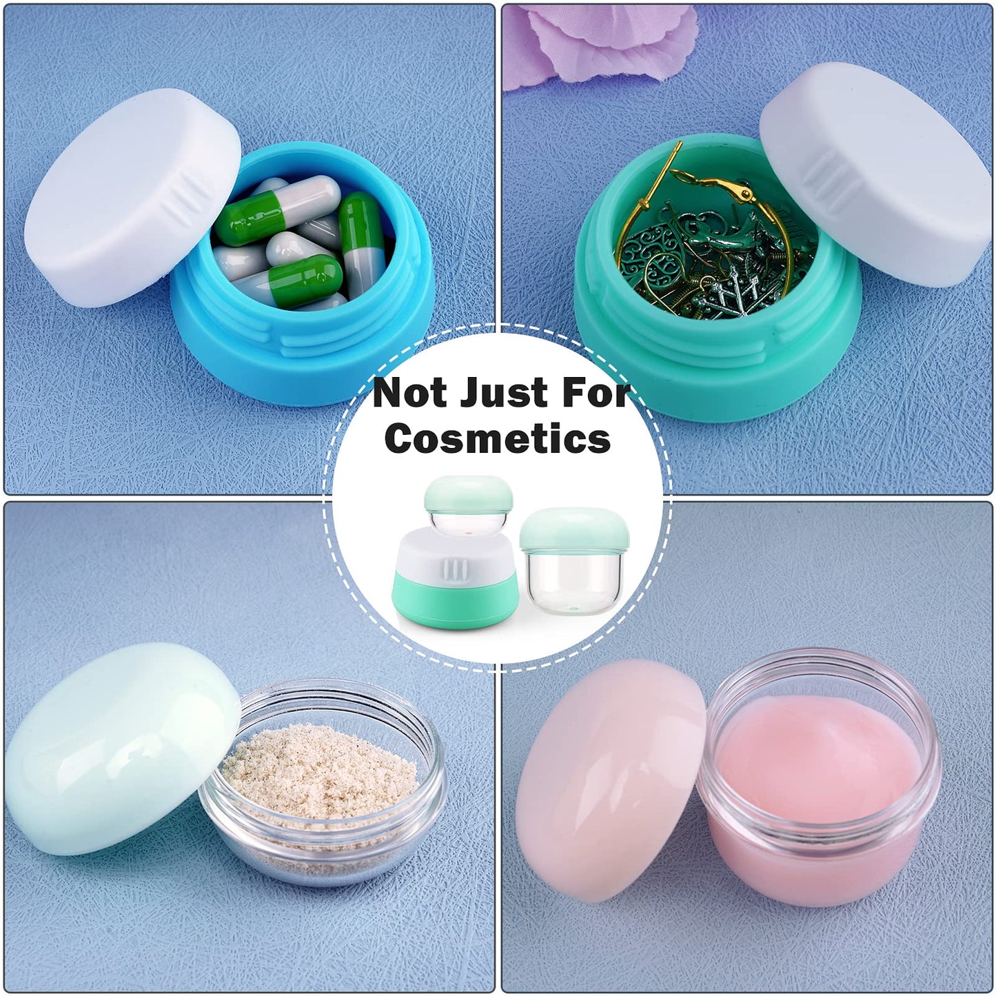 Cosywell Travel Jars for Creams 9PCS Travel Size Containers for Toiletries Cream Jars Refillable Leak-proof Travel Accessories with Lid for Lotion Cosmetic Makeup Body Cream (Plastic-6 & Silicone-3)