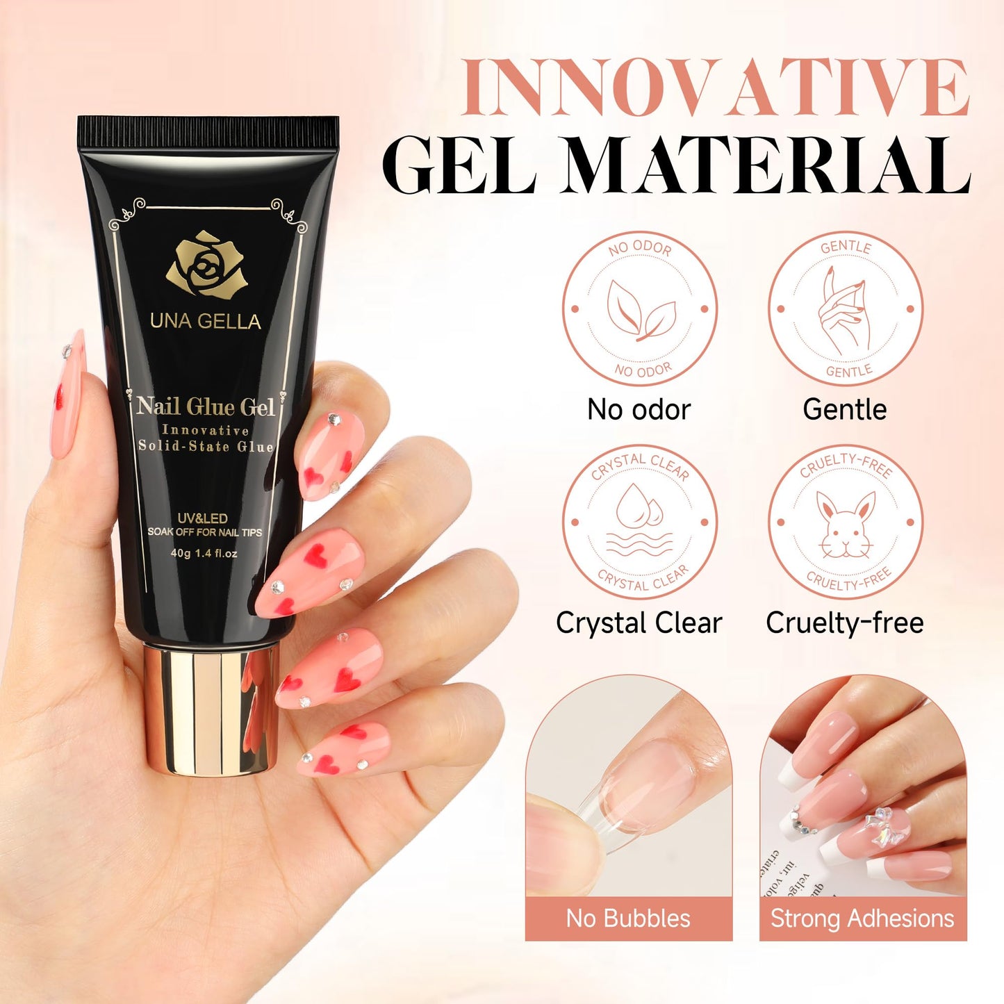 UNA GELLA Nail Tips 504pcs Full Cover Half Matte Fake Nails