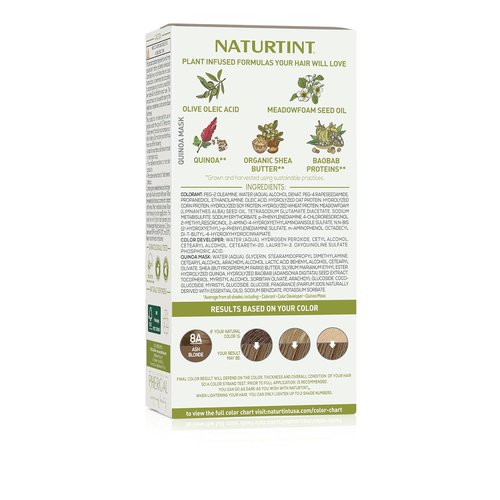 Naturtint 8A Ash Blonde Permanent Hair Color - Ammonia Free, Vegan, 100% Gray Coverage, Long Lasting Results