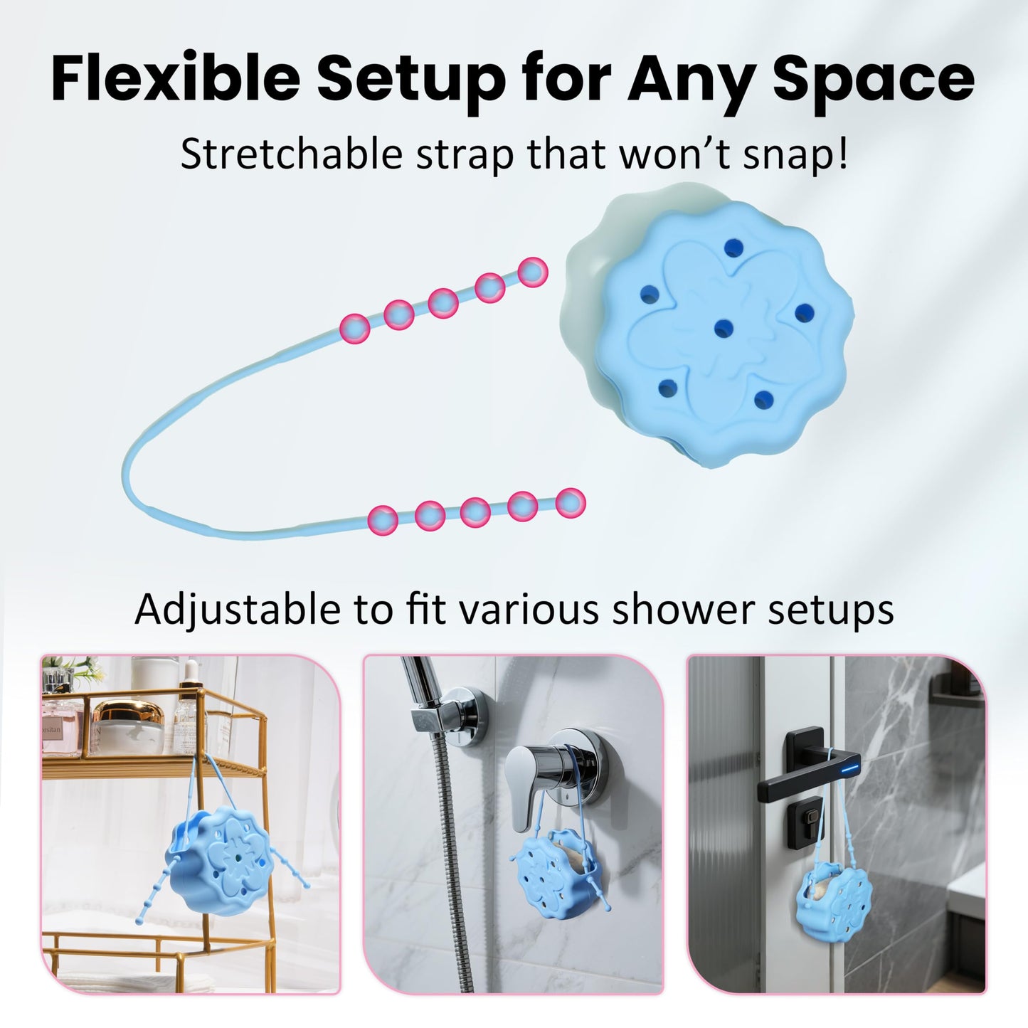 Silicone Shower Steamer Holder/Tray, Hangable&Durable Shower Steamer Hanger, Long Lasting Bath Bombs Holder, Aromatherapy Diffuser Containers, Bathroom Accessory for Decor, Blue