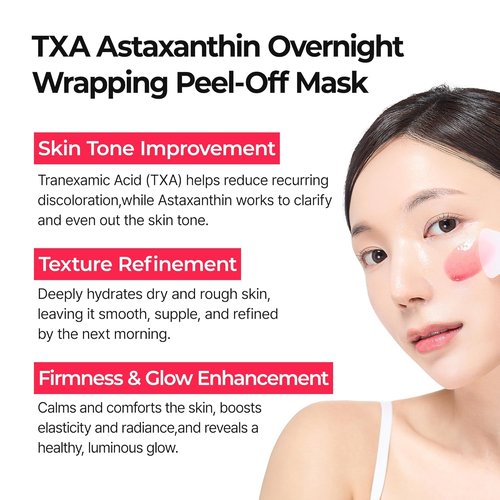 Dr. Melaxin TX Astaxanthin Overnight Peel-Off Mask - Hydrating, Firming & Skin Tone Enhancing Face Treatment