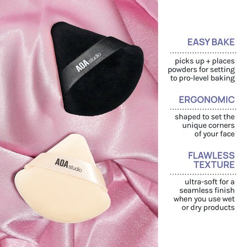 AOA Studio Velvet Puffs - Makeup Blender Sponge Set of 6 for Loose Powder & Foundation | Black/Peach