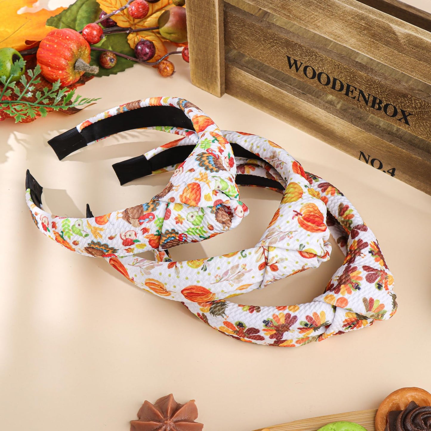 YanJie Thanksgiving Turkey Headbands for Women Girls Fall Headbands Maple Leaves Pumpkin Acorn Harvest Hair Hoop for Autumn Thanksgiving Party Gift Accessories 3 Pcs