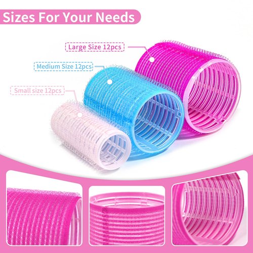 Hair Rollers Set by My Novel Things - 50PCS Volume Curlers with 12 Clips & 2 Combs | Perfect for Short to Long Hair