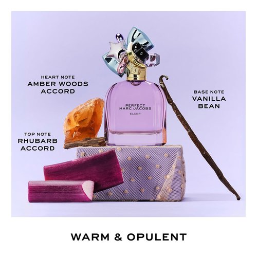 Marc Jacobs Perfect Elixir Eau de Parfum - Ambery Floral Women's Fragrance with Rhubarb, Amber & Vanilla - Vegan Friendly
