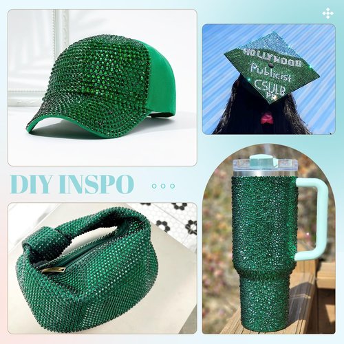 12100Pcs Resin Rhinestones for Crafting with 3Pcs 10ml B7000 Jewelry Glue, 2 Boxes Flatback Crystals Diomand (Emerald Green) for Bedazzling Crafts DIY Nail Art，Non Hotfix Gems for Clothing Shoes