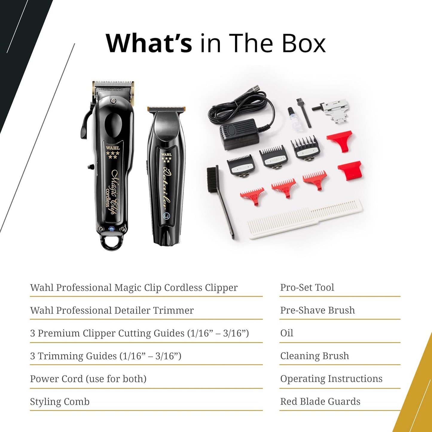 Wahl Professional Cordless Barber Combo - Magic Clip & Detailer Li with 100-Minute Lithium-Ion Run Time