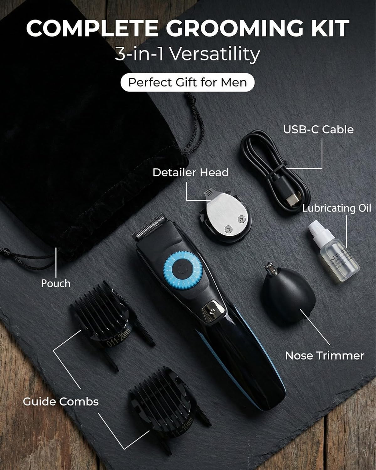 Skiennix Beard Trimmer for Men - 120-Min Cordless Runtime, 0.5mm Precision Dial & IPX7 Waterproof