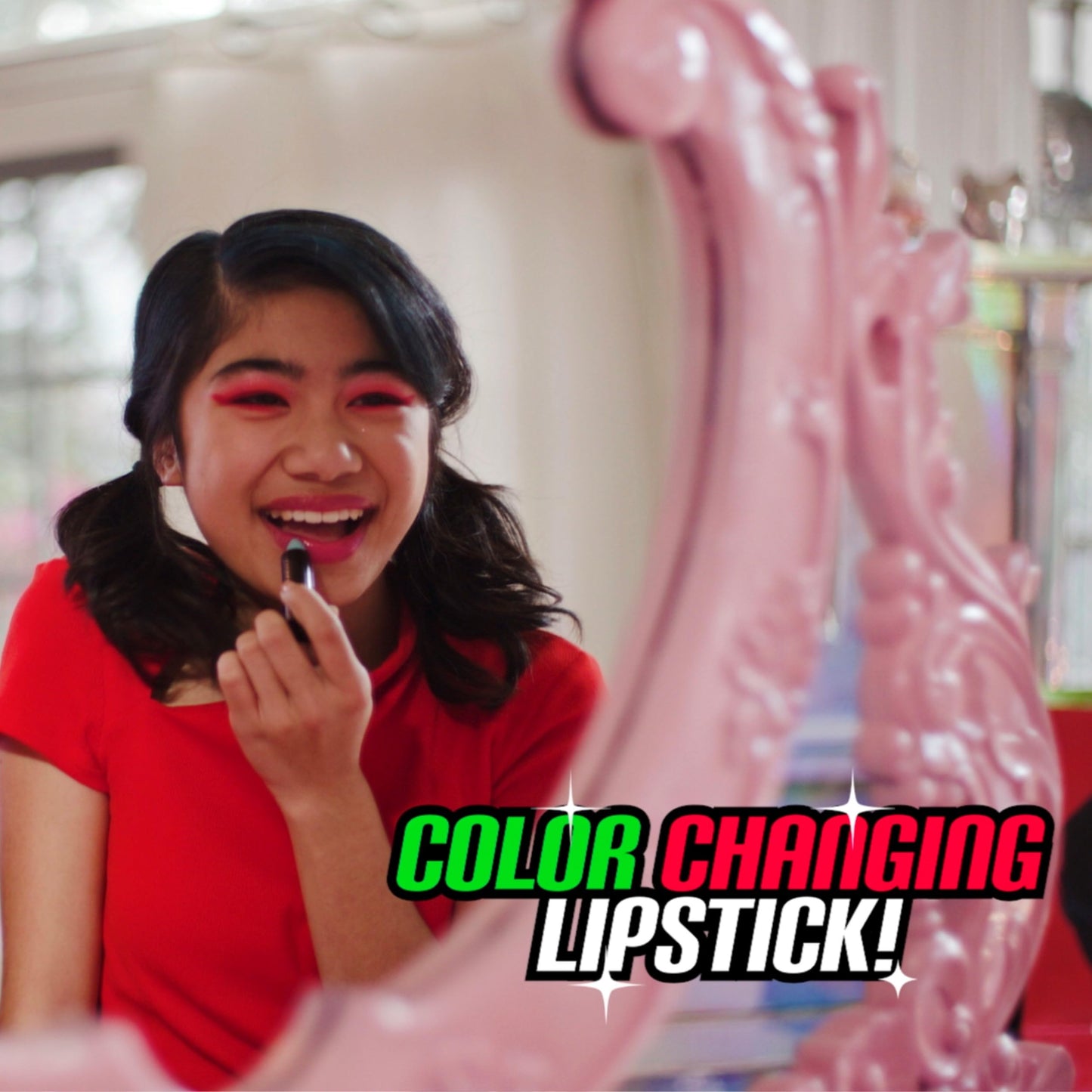 Miraculous Ladybug, 10-in-1 Rena Rouge Kids Makeup Set with Nail Polish, Lipstick, Pressed Powder Palette, Lip Gloss, Hair Chalk, Make-up Sponge, Compressed Towel, Sticker and Pom-pom (Wyncor)