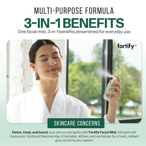 Fortify Skincare Niacinamide & Hyaluronic Acid Face Mist - 3-in-1 Hydrating & Soothing Spray - 2.87 Oz