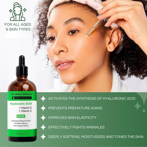 Hyaluronic Acid Serum by Skiennix - 100% Pure Anti-Aging Formula | 5oz Moisturizing & Brightening for All Skin Types