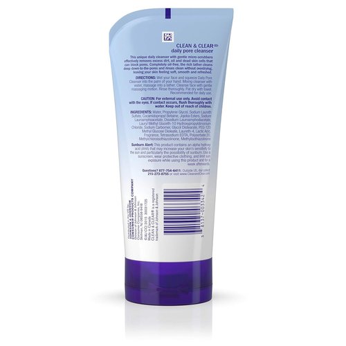 Clean & Clear Daily Pore Cleanser - Oil-Free Acne Face Wash for All Skin Types | 5.5 oz