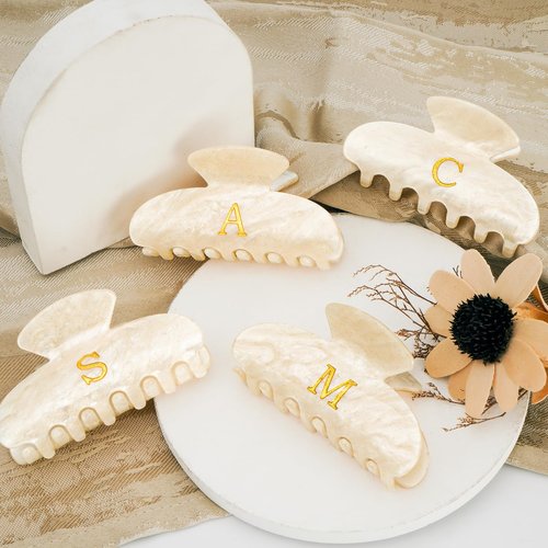 Fycert Gifts for Women Teen Girls - Cute Hair Clips Initial Claw | Birthday Gifts | Bridesmaid Gifts | Preppy Trendy Stuff Personalized Hair Claws Accessories - Gold,A