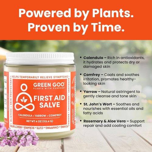 Green Goo First Aid Salve - All-Natural Healing Cream for Cuts, Scrapes & Sunburns | 4 Oz