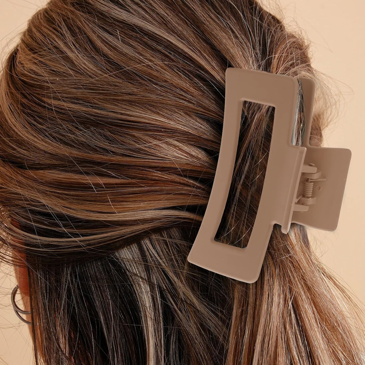 6 Pack Square Claw for Women Girls, 3.5" Medium Non-slip Rectangular Matte Clips Strong Hold Jumbo Hair Styling Accessories, Cool