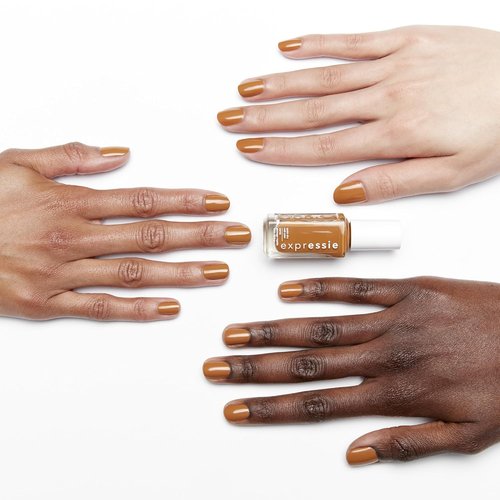 Essie Expressie Nail Polish - Quick-Dry Vegan Brown Orange Shade | Saffr-On The Move, 0.33 Fl Oz